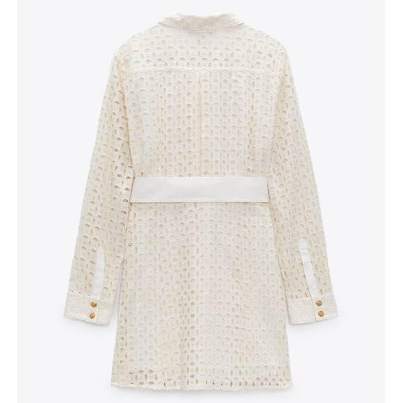 ZARA BNWT Openwork Embroidered Dress with Cuffed Sleeve - Picture 11 of 13